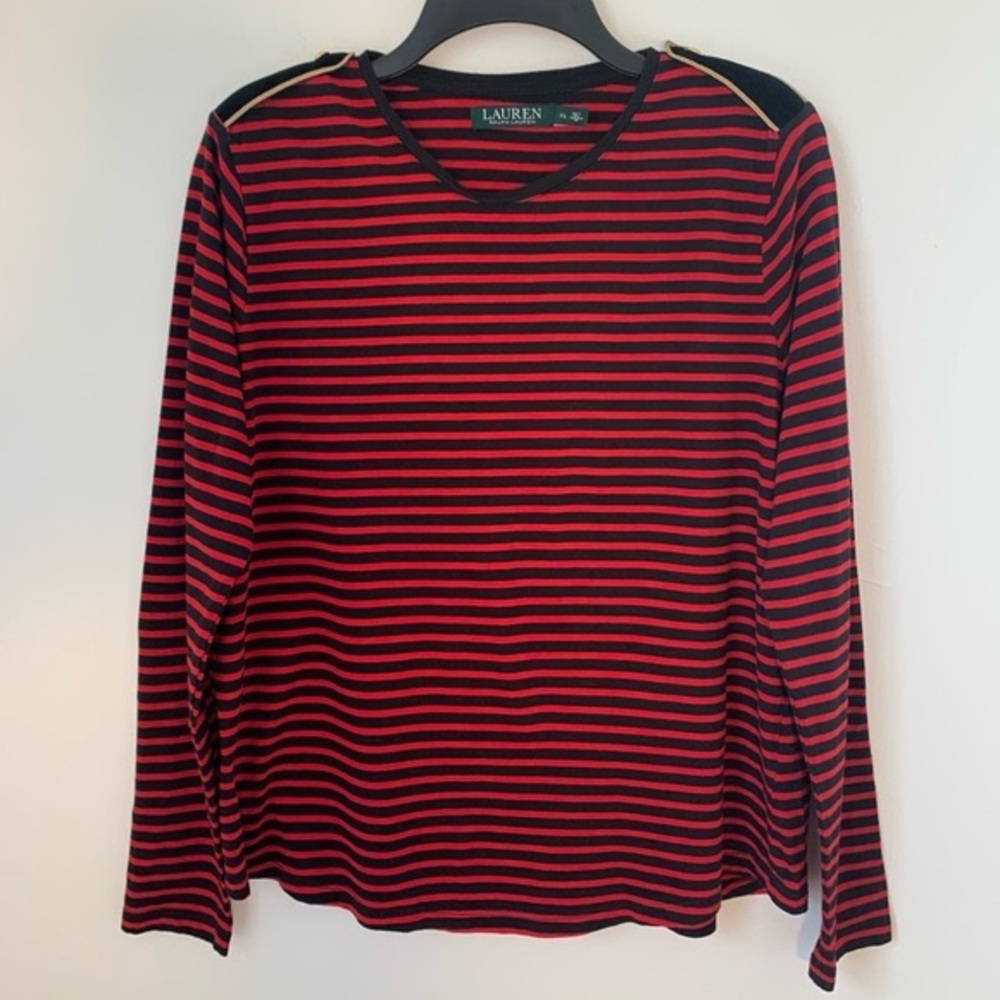 Lauren Ralph Lauren Shoulder Tab Soft Modal Striped Top